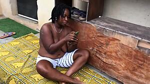 My fat ass neighbor begs for outdoor cock pounding