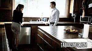 Pervert customer bends estate agent over for brutal doggystyle pounding and deepthroat on big cock