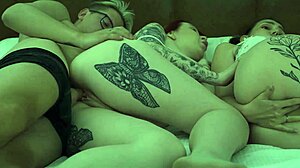 Step mom step sis share my cock in hotel bed threesome frenzy