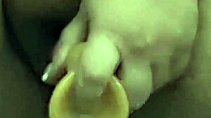 chubby housewife squirts wet pussy cum on dildo in homemade bedroom solo