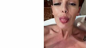 mature milf mistress pegs submissive guy fucking his ass deep pov spreading cheeks tattooed femdom action