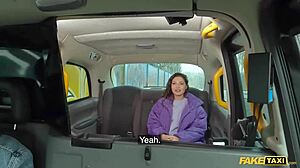 In fake taxi, horny milf spreads shaved pussy wide for monster cock payment pounding.