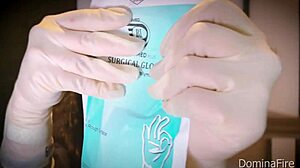 Nurse in Latex Gloves Teases Patient in Hospital Fetish