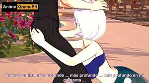 cat girl takes rich guy's cock pounding right on beach