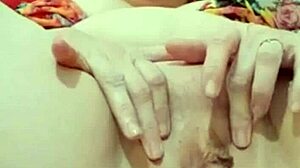 blonde mature milf fucks big pussy lips with black anal dildo