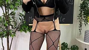 bdsm teacher spanks big ass mature in lingerie heels