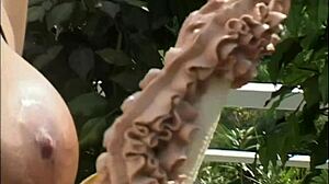 damn this big-titted whore swallows two cocks then licks cum from her own gaping ass!!