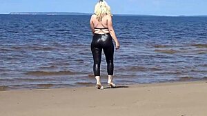 damn that big leather milf ass strutting beach in heels looks insane