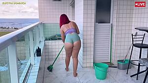 HIRED THIS NAUGHTY MAID IN TINY SHORTS TO MAKE ME HORNY CRAZY!