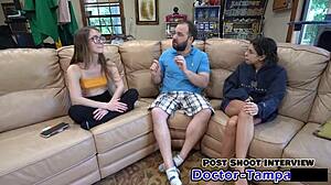 Dr Tampa's Orgasm Research: Petite Mira Monroe's Shaved Pussy Squirt In Latex POV Toys