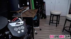 Sleazy step-brother gets stepsis sucking his cock hard!