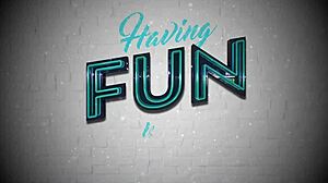 Lily Lane sucks sloppy tits out bent over with big tits toy play