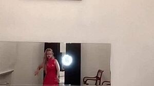 blonde belly dancer goddess with glasses dances to my domination song