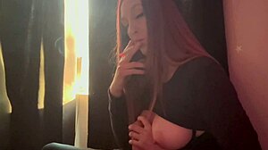 Italian Long Hair Big Tits Artemisia Loves Dildo Handjob While Smoking