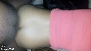 nice bent-over doggystyle on the sofa with bound black amateur couple