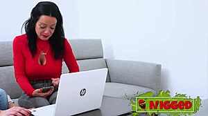 aura rodriguez our horny latina secretary tests young black guy's monster cock doggystyle