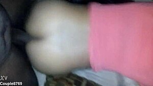 nice bent-over doggystyle on the sofa with bound black amateur couple