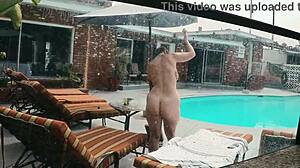 GIGI BREEZE CAUGHT NAKED SUNBATHING BY THE POOL!