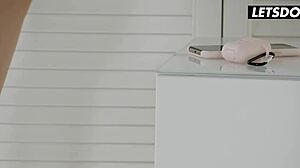 Russian Teen Stella Flex Moans in Sensual Spooning Fuck with Passionate Kisses and Cum-Filled Climax