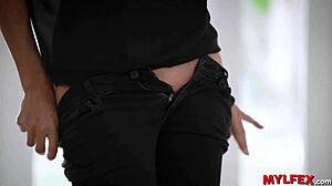 Hot Milf Wife Anal Fucks Young Colleagues in Garage with Permission