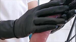 that latex nurse's closeup handjob on my huge cock in hospital had me exploding everywhere