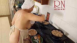Nudist Housewife Regina Noir Cooks Naked in Kitchen Maid Style Full Video