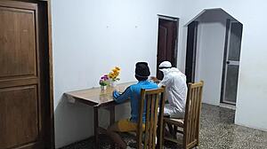 A latino and arab friend visit colombia as the latino fucks their sexy waitress