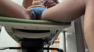 roommate caught masturbating gets huge ass blowjob in office