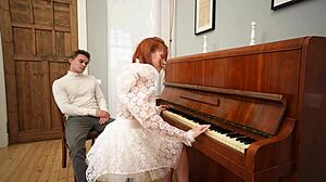 Cute Redhead Piano Teacher Fucks Student Instead of Lessons