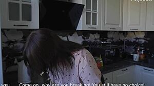 neighbor dominates guy with rough strapon desk fuck frenzy