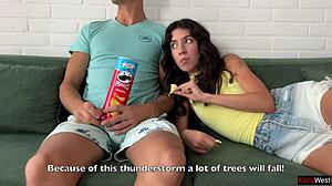 i'm watchin movie an step bro shows hard cock so i offer my tight ass for rough anal