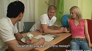 Skinny teen Denisa Peterson fucked hard shaved pussy creampie facial on cruise blowjob kiss?