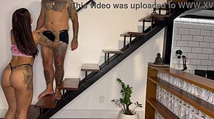 hey neighbor's wife digs my cream on stairs