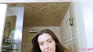 i love watching striking brunette beauty shower so sexy