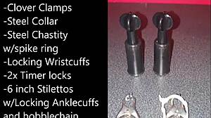 sissy ties up for extreme self-bondage with monster BBC buttplug dildo