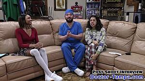 doctor tampa humiliates ebony cheerleader solana with speculum pussy spread in exam