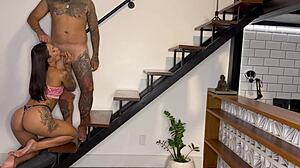 hey neighbor's wife digs my cream on stairs