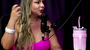 she rubs vibrator on wet pussy after bathroom fuck talk in liberal couple casting