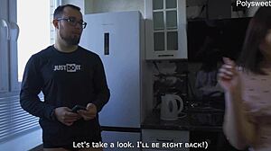 neighbor dominates guy with rough strapon desk fuck frenzy