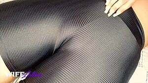 Gym babe teases personal trainer with her tight pussy and fat ass curves