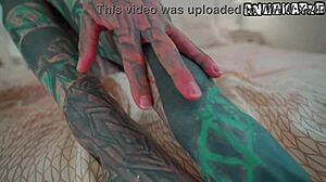 Heavily Tattooed Horny Girl Fucks Herself Big Toy Solo