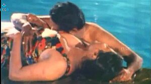 Hot unmarried couple with big tits enjoys intimate poolside moments