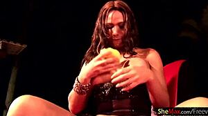 pretty shemale strokes monster cock shows big ass by pool