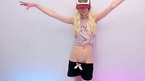 Her insanely short shorts dance has you craving that skinny blonde ass now!