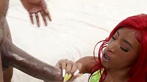 Mini stallion's body shakes from Brickzilla's huge dick slamming deep inside