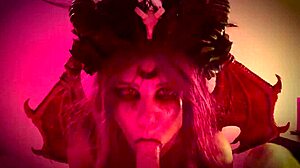 halloween gets steamy when demon girl bends over for rough doggystyle pounding from her guy