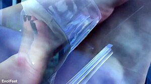 her brunette goddess chokes him deep on pleaser heels while he jerks