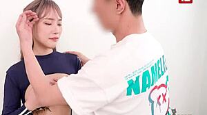 frozen korean model bent over during steamy photoshoot