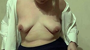 chubby boss milf rams huge dildo in thong after work