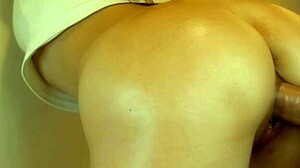 my japanese stepsis bends over for doggystyle, showing off her perfect ass uncensored.